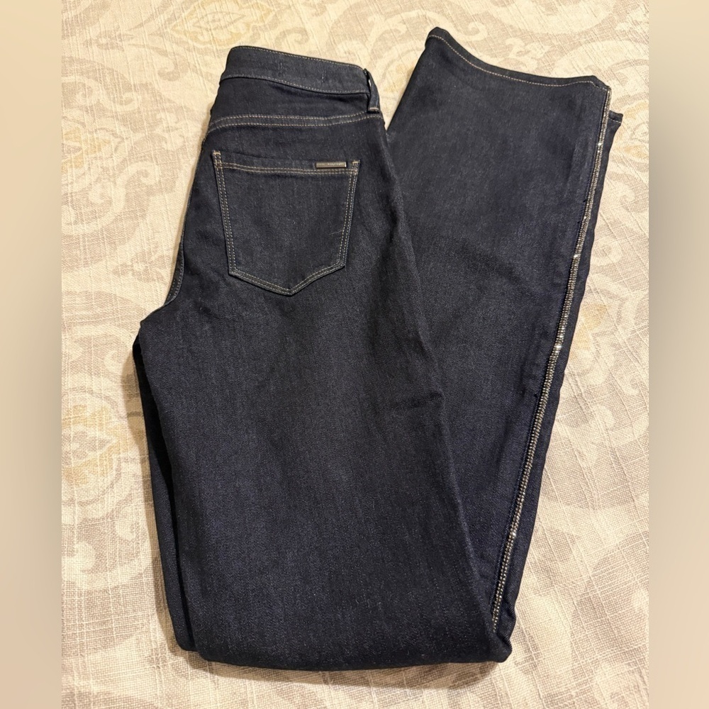 NWT WHBM High Rise Sculpt Embellished Flare skinny Jeans 0L